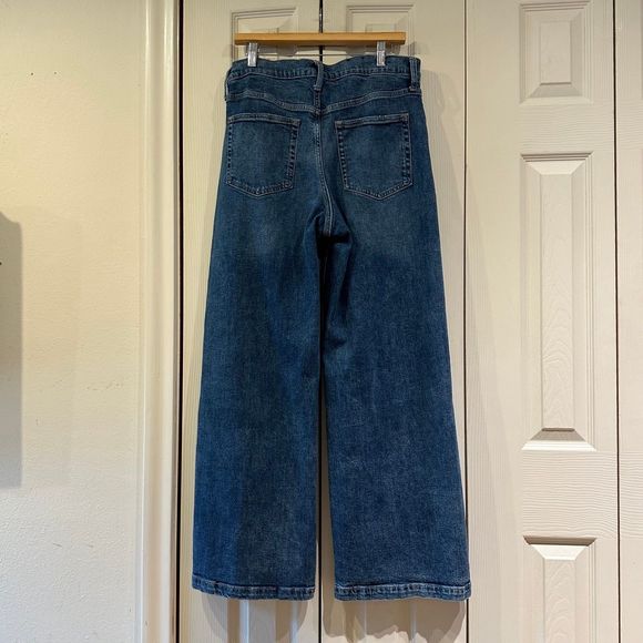 GAP High Rise Stride Jeans Dark Wash Stretch High Waisted Wide Leg 32 14 - Picture 1 of 12
